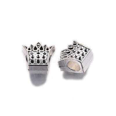 Tibetan Style Alloy European Beads Rhinestone Settings TIBE-S314-104AS-RS-1