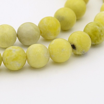 Natural Lemon Jade Round Bead Strands G-P070-36-10mm-1