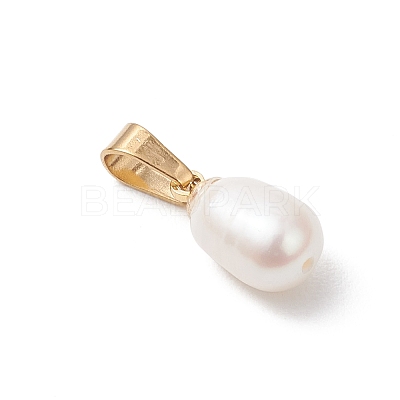 Natural Cultured Freshwater Pearl Rice Charms PALLOY-JF04823-1