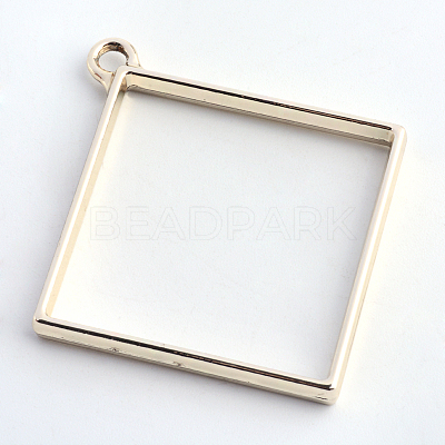 Rack Plating Alloy Rhombus Open Back Bezel Pendants PALLOY-S047-22E-FF-1