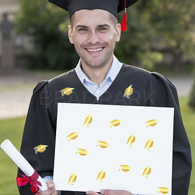 Graduation Caps Gold Foil Self-adhesive Stickers DIY-WH20001-13D-1
