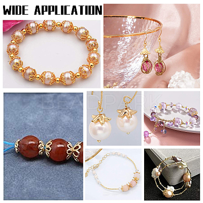 48Pcs 8 Styles Brass Bead Caps KK-PH0003-21G-1