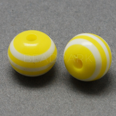 Round Striped Resin Beads 