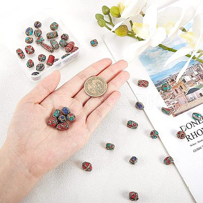 50PCS Mixed Antique Golden Handmade Tibetan Style Beads TIBEB-PH0003-01-WH-1