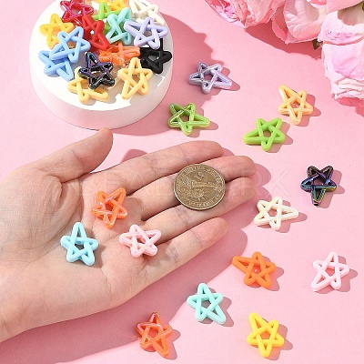 40Pcs 2 Styles Rubberized Style Opaque Acrylic Beads OACR-YW0004-45-1