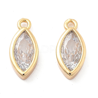 Brass Micro Pave Clear Cubic Zirconia Charms KK-G516-27G-1