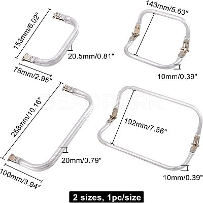 2Pcs 2 Style Aluminium Purse Handle Frame FIND-CA0003-24A-1