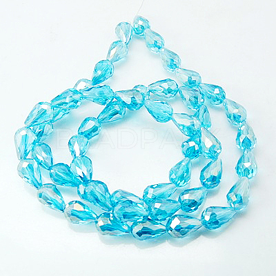 Electroplate Glass Faceted teardrop X-EGLA-D015-15x10mm-22-1