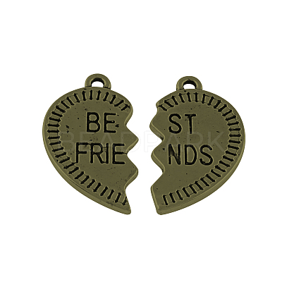 Tibetan Style Heart Alloy Split Pendants TIBEP-S293-044AB-LF-1