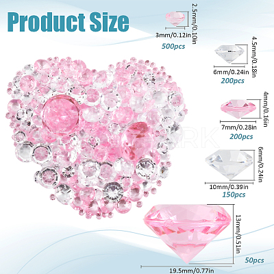 1100Pcs Acrylic Rhinestone Pointed Back Cabochons GACR-SP0001-05C-1
