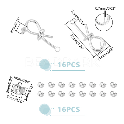 8 Pair Brass Knot Stud Earring Findings KK-UN0001-83-1