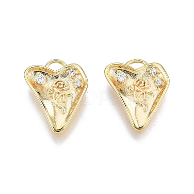 Brass Pave Clear Cubic Zirconia Charms KK-N231-347-1