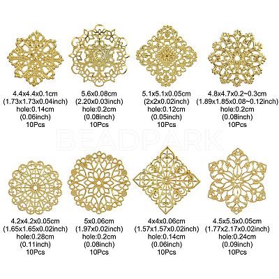 80Pcs 8 Styles Iron Filigree Joiners IFIN-CJ0001-75-1