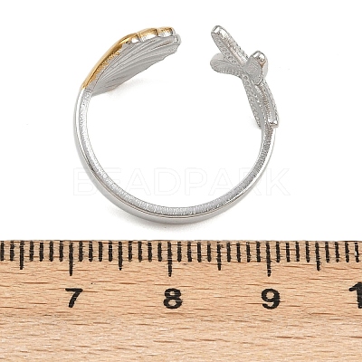 Adjustable 304 Stainless Steel Cuff Rings for Women RJEW-B135-01GP-06-1