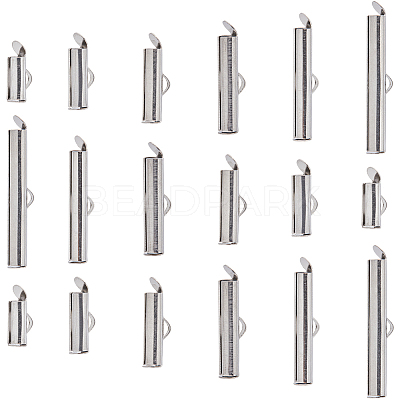 96Pcs 6 Size 304 Stainless Steel Slide On End Clasp Tubes STAS-SC0007-72-1