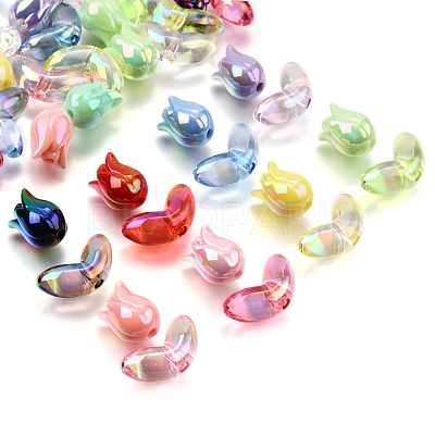 48Pcs 2 Styles UV Plated Acrylic Beads SACR-FS0001-37-1
