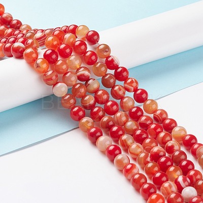 Natural Striped Agate/Banded Agate Bead Strands G-K155-A-10mm-05-1