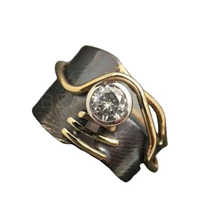 Brass Micro Pave Clear Cubic Zirconia Finger Rings FS-WGE4002-03-1