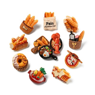 12Pcs 12 Styles Bread Themed Resin Pins JEWB-CJ0003-09-1
