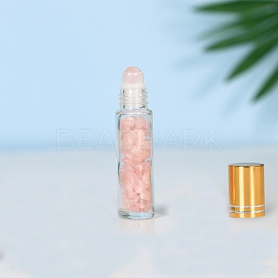 Natural Rose Quartz Roller Ball Bottles LS-BOTT-PW0011-70A-01-1