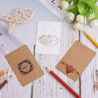 200Pcs 2 Colors Rectangle Cardboard Jewlery Display Cards CDIS-SZ0001-18-1