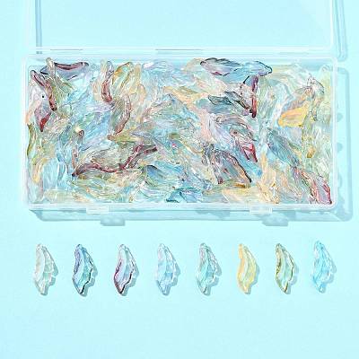 120Pcs 6 Colors Baking Paint Transparent Glass Pendants DGLA-FS0001-18-1