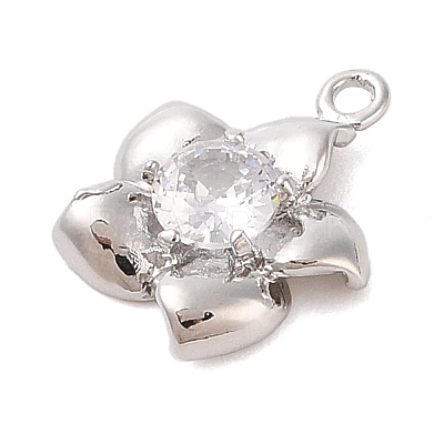 Brass Inlay Clear Glass Pendants KK-S388-29P-1