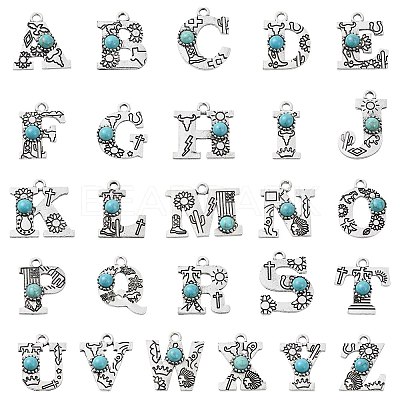 26Pcs 26 Styles Alloy with Resin Imitation Synthetic Turquoise Pendants FIND-CJ0002-31-1