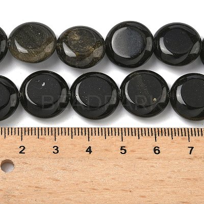 Natural Golden Sheen Obsidian Beads Strands G-L648-B23-15mm-01-1