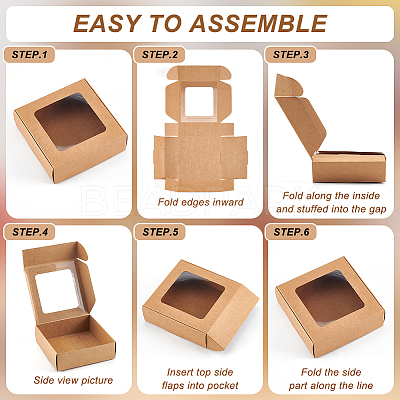 Kraft Paper Gift Box with Visible Window CON-WH0088-74B-1