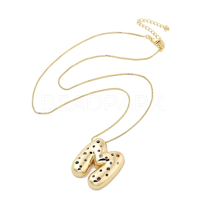 Brass Micro Pave Cubic Zirconia Letter Pendant Necklaces KK-Z069-01G-M-1