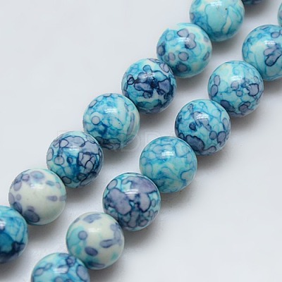 Synthetic Ocean White Jade Beads Strands X-G-C219-6mm-02-1