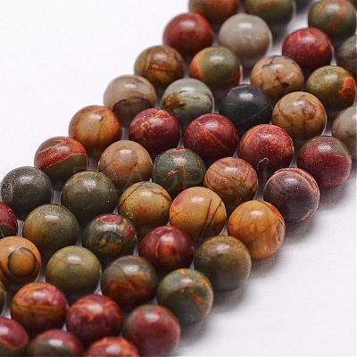 Natural Polychrome Jasper/Picasso Stone/Picasso Jasper Bead Strands G-D840-85-10mm-1
