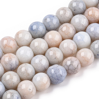 Opaque Crackle Glass Round Beads Strands X-GLAA-T031-01B-1