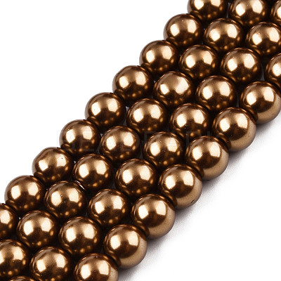 Baking Paint Pearlized Glass Pearl Round Bead Strands HY-Q003-6mm-30-1
