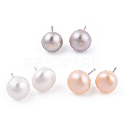 Natural Pearl Stud Earrings PEAR-N020-10A-1