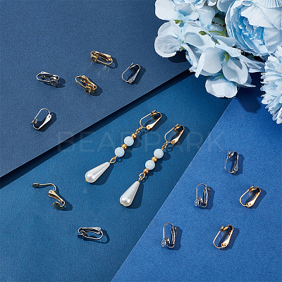 60Pcs 2 Colors 304 Stainless Steel Clip-on Earring Findings STAS-UN0055-91-1