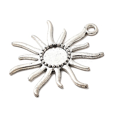 Tibetan Style Alloy Sun Pendant Cabochon Settings X-TIBEP-Q043-079-RS-1