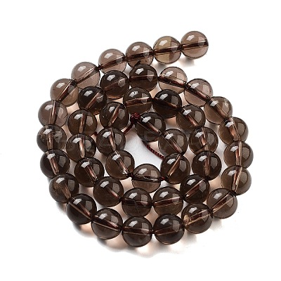 Natural Smoky Quartz Round Beads Strands G-E329-8mm-38A-1