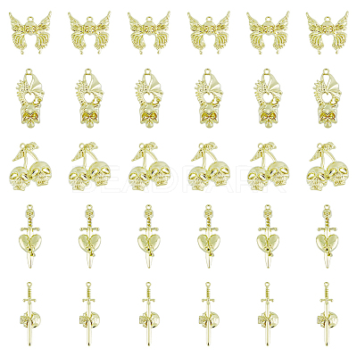 40Pcs 5 Style Alloy Pendants FIND-DC0003-17-1