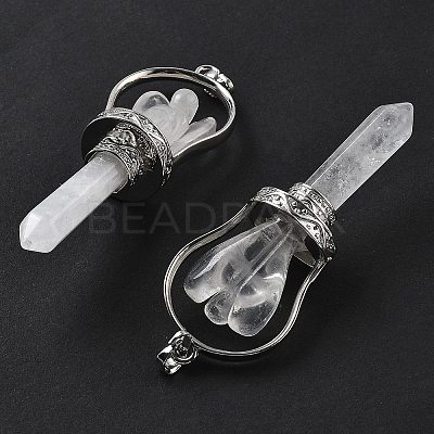 Natural Quartz Crystal Pointed Big Pendants KK-H491-01P-09-1
