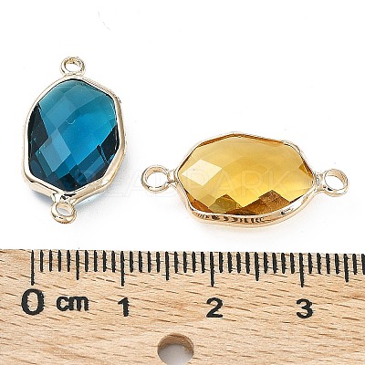 Brass Pave K9 Glass Connector Charms GGLA-Z001-06-1
