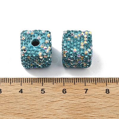 Cube Shape Polymer Clay Rhinestone Beads CLAY-NH0001-08C-1
