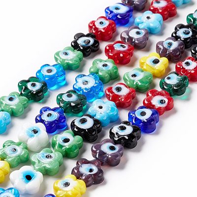 Handmade Evil Eye Lampwork Beads Strands LAMP-F024-03B-1