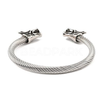 Viking 304 Stainless Steel Open Cuff Bangles for Men BJEW-U001-06B-AS-1