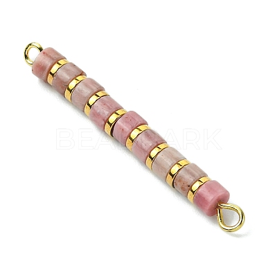 Natural Rhodonite & Electroplated Synthetic Non-magnetic Hematite Heishi Connector Charms PALLOY-JF03291-07-1