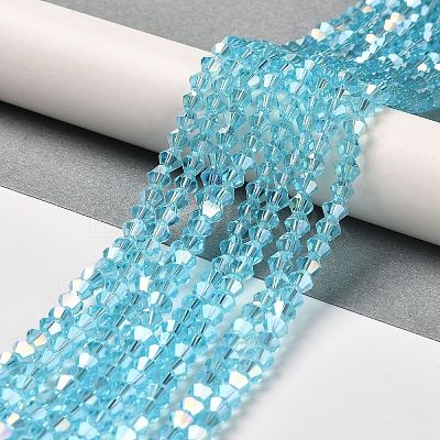 Transparent Electroplate Glass Beads Strands GLAA-F029-3mm-A20-1