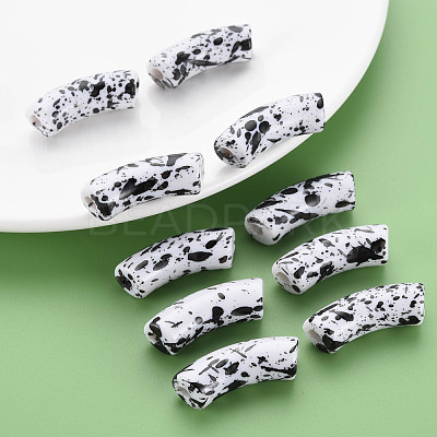 Opaque Spray Painted Acrylic Beads MACR-S372-001F-B04-1