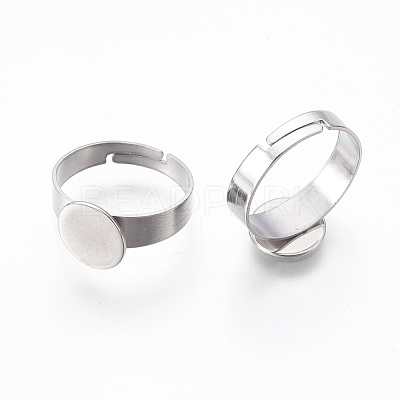 Tarnish Resistant Adjustable 304 Stainless Steel Finger Rings Components STAS-F149-21P-A-1