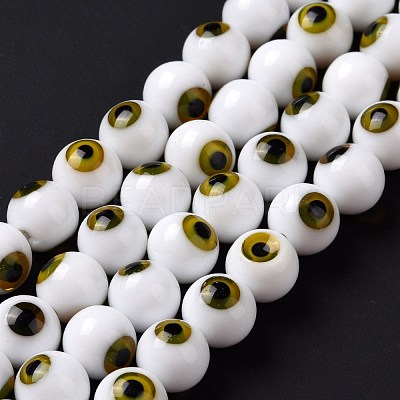 Handmade Evil Eye Lampwork Round Bead Strands LAMP-L055-10mm-32-1